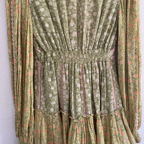 HEMANT AND NANDITA Mira Mini Dress in Green Size XS - Picture 7 of 8